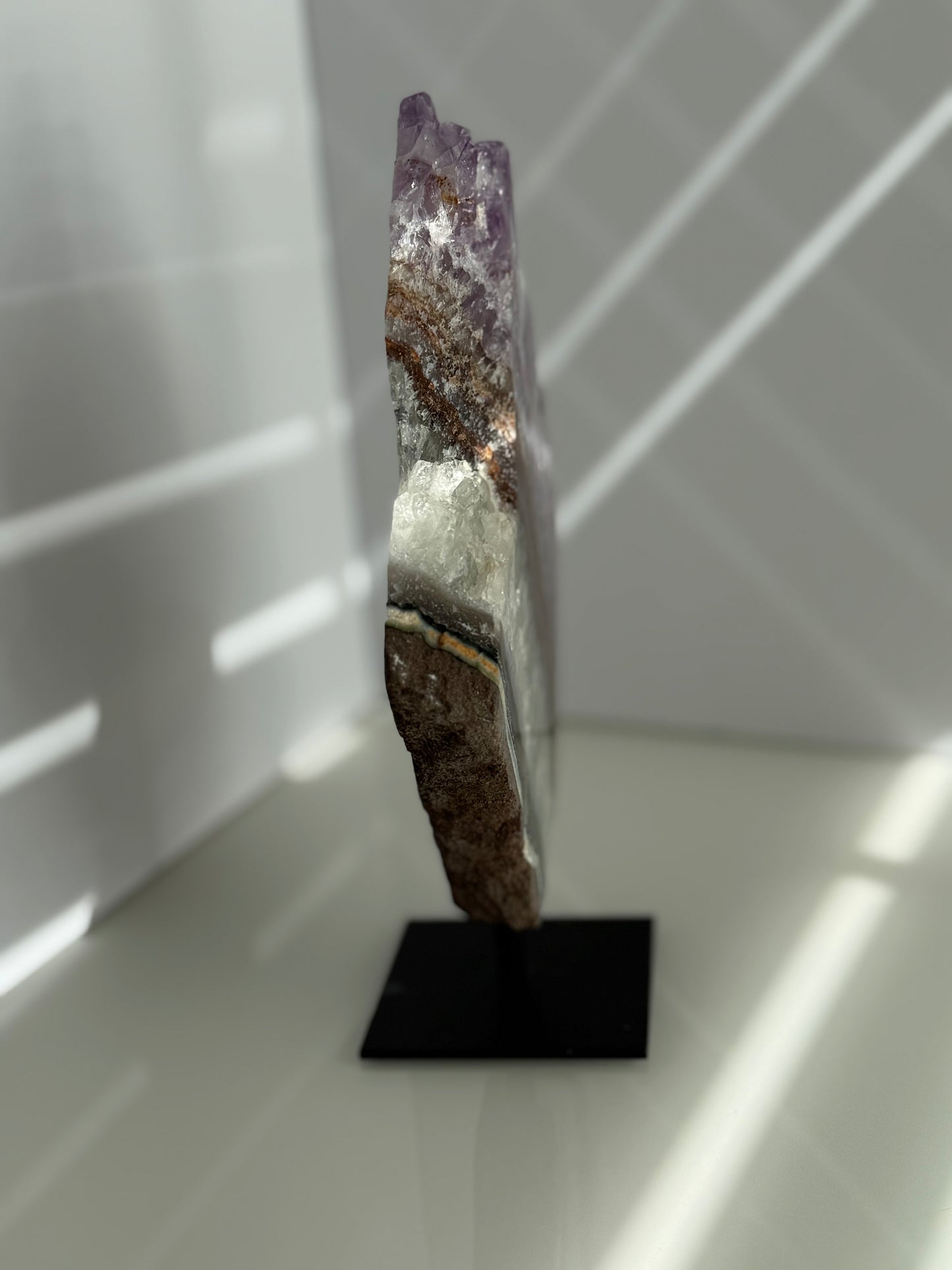 Amethyst Slice on Metal Stand – 19cm Statement Crystal Décor (0.68kg)
