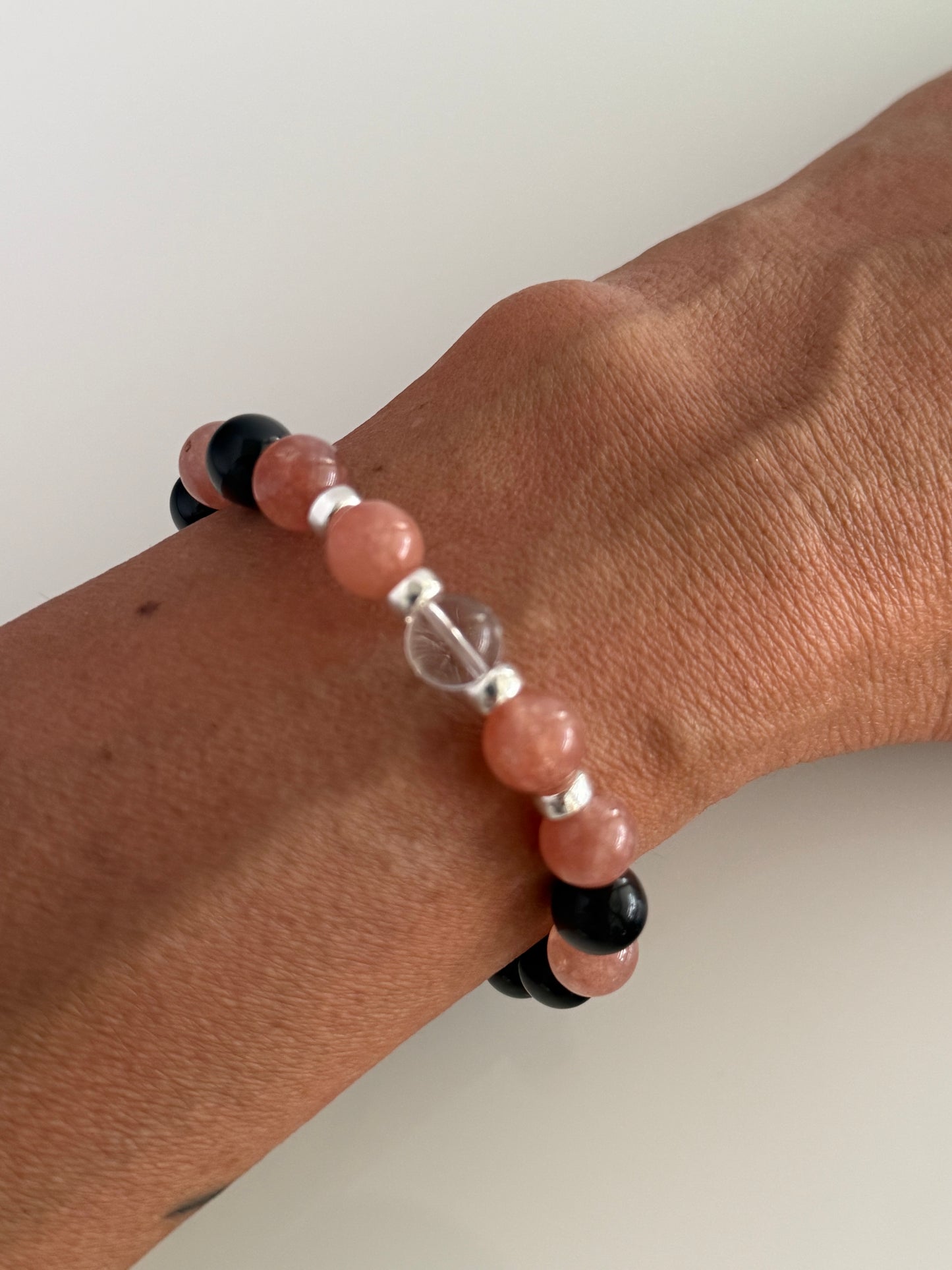 Obsidian, Sunstone & Clear Quartz Intention 8mm Gemstone Bracelet