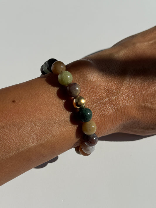 Indian Agate 8mm Gemstone Intention Bracelet