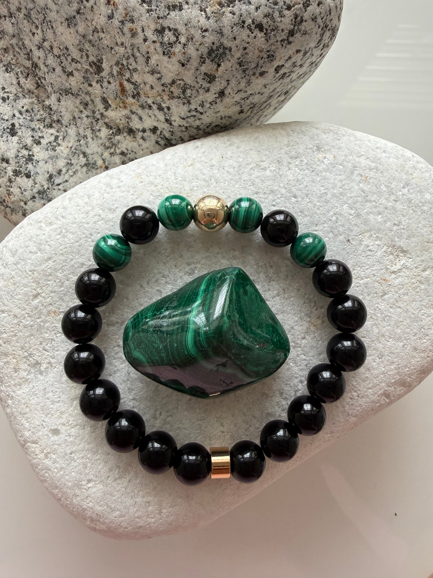 Obsidian & Malachite Intention 8mm Gemstone Bracelet