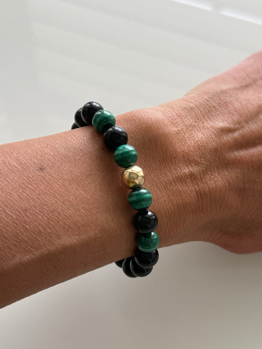 Obsidian & Malachite Intention 8mm Gemstone Bracelet