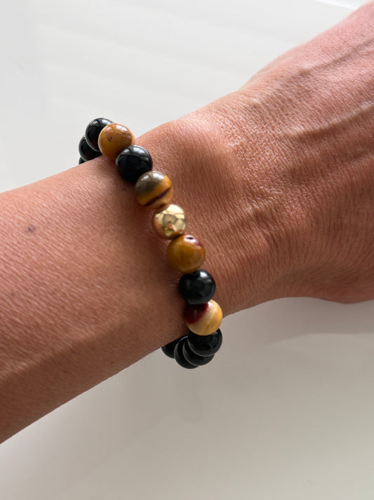 Obsidian & Mookaite Intention 8mm Gemstone Bracelet