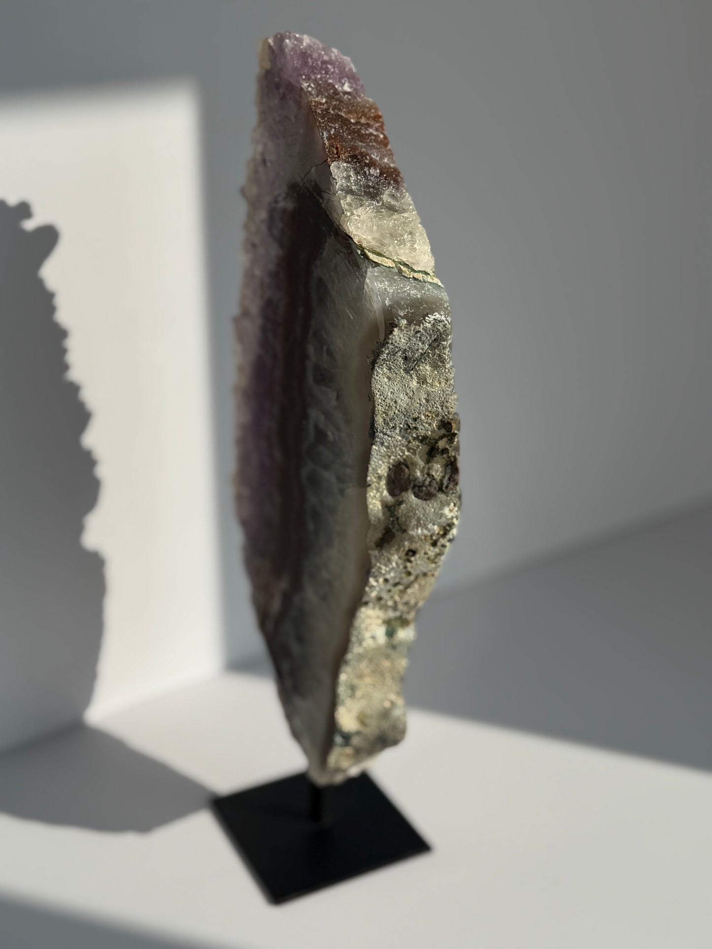 Amethyst Slice on Metal Stand – Brazilian Statement Crystal (26cm, 1.08kg)