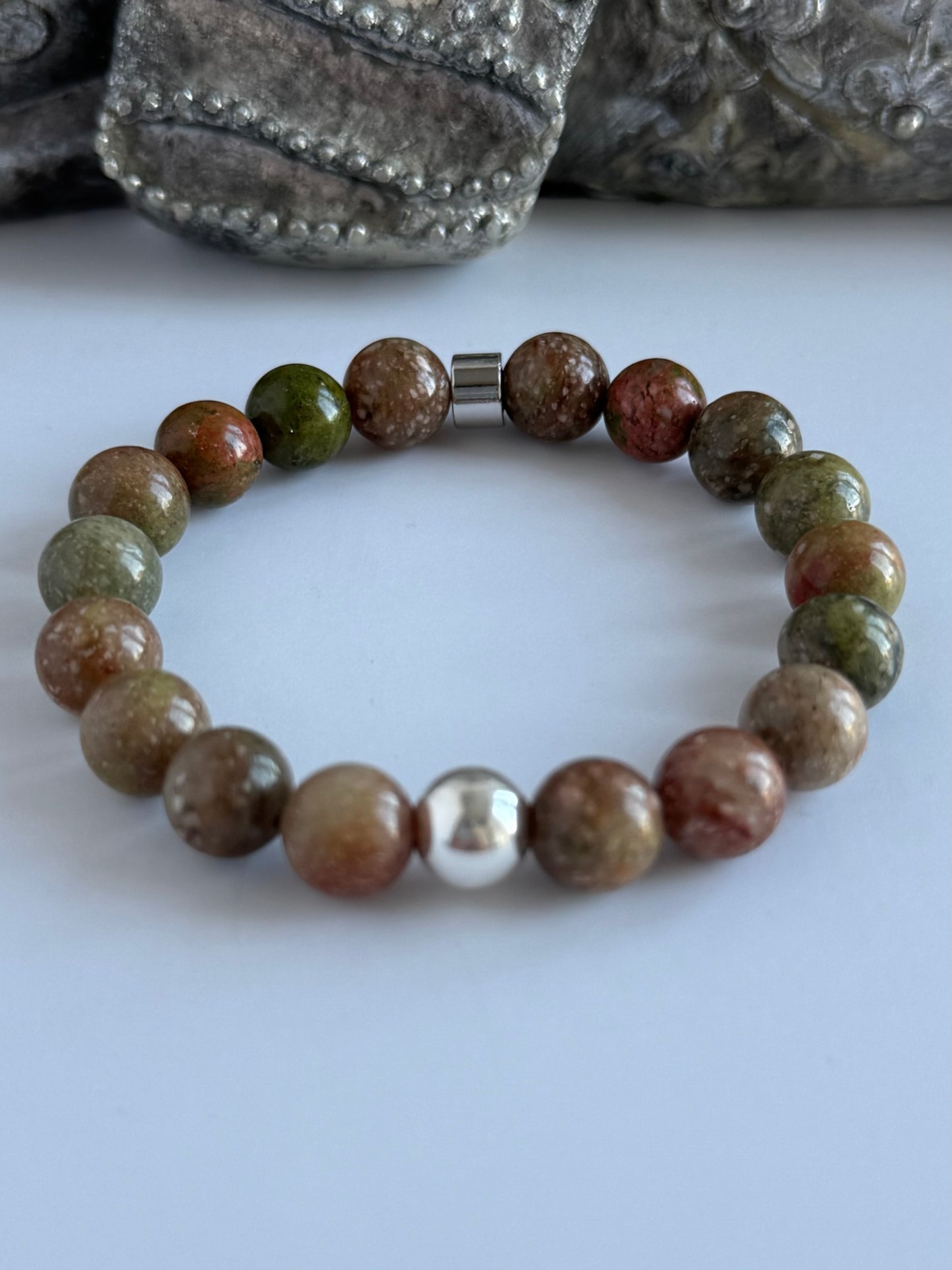 Unakite 8mm Gemstone Intention Bracelet