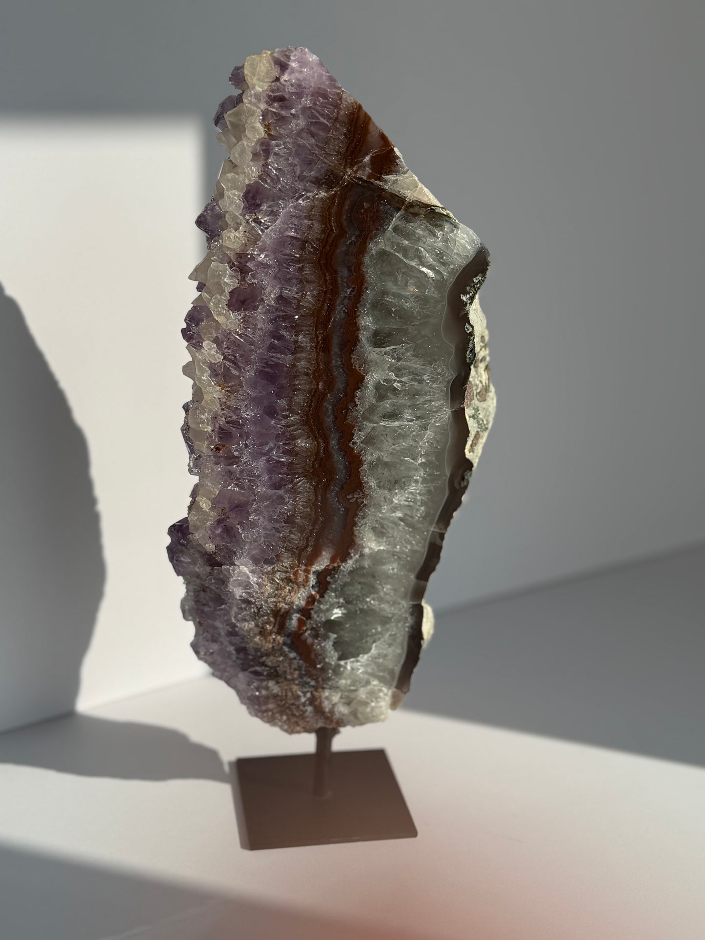 Amethyst Slice on Metal Stand – Brazilian Statement Crystal (26cm, 1.08kg)