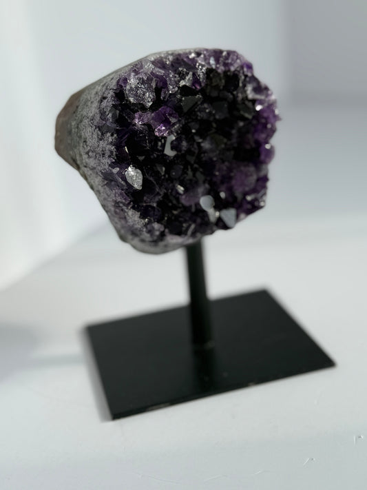 Amethyst Druze Display on Metal Stand (13cm Total Height)