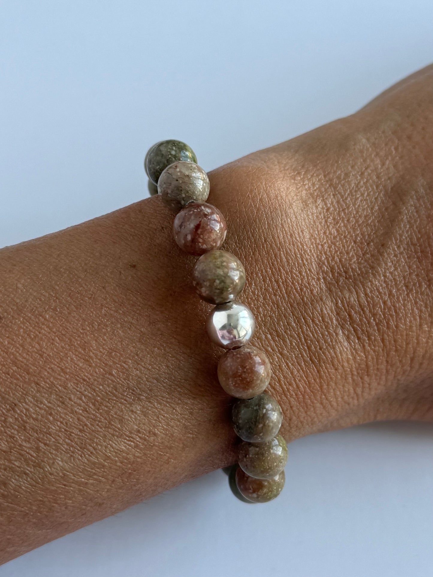 Unakite 8mm Gemstone Intention Bracelet