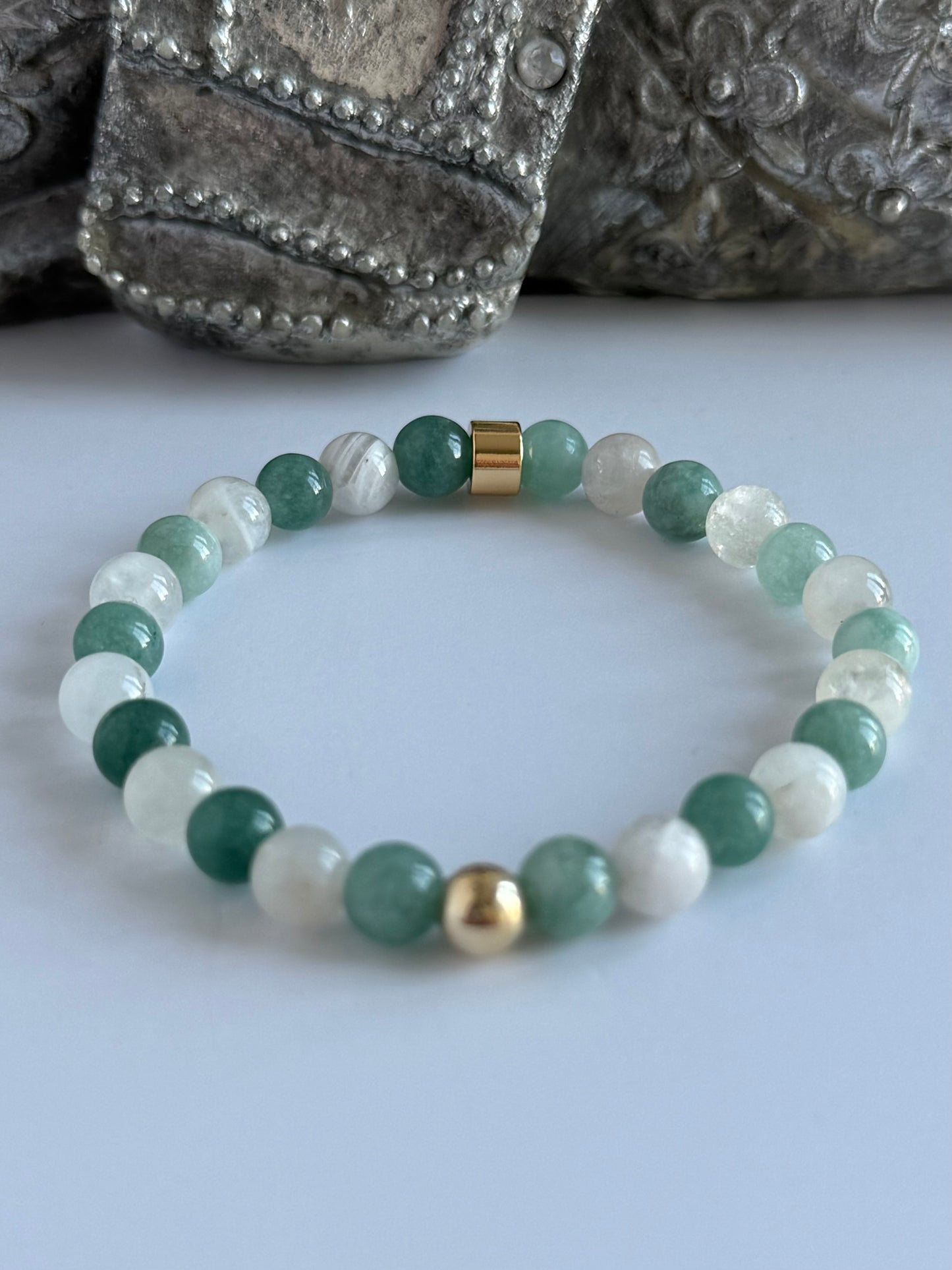 Jade & Moonstone Intention 6mm Gemstone Bracelet