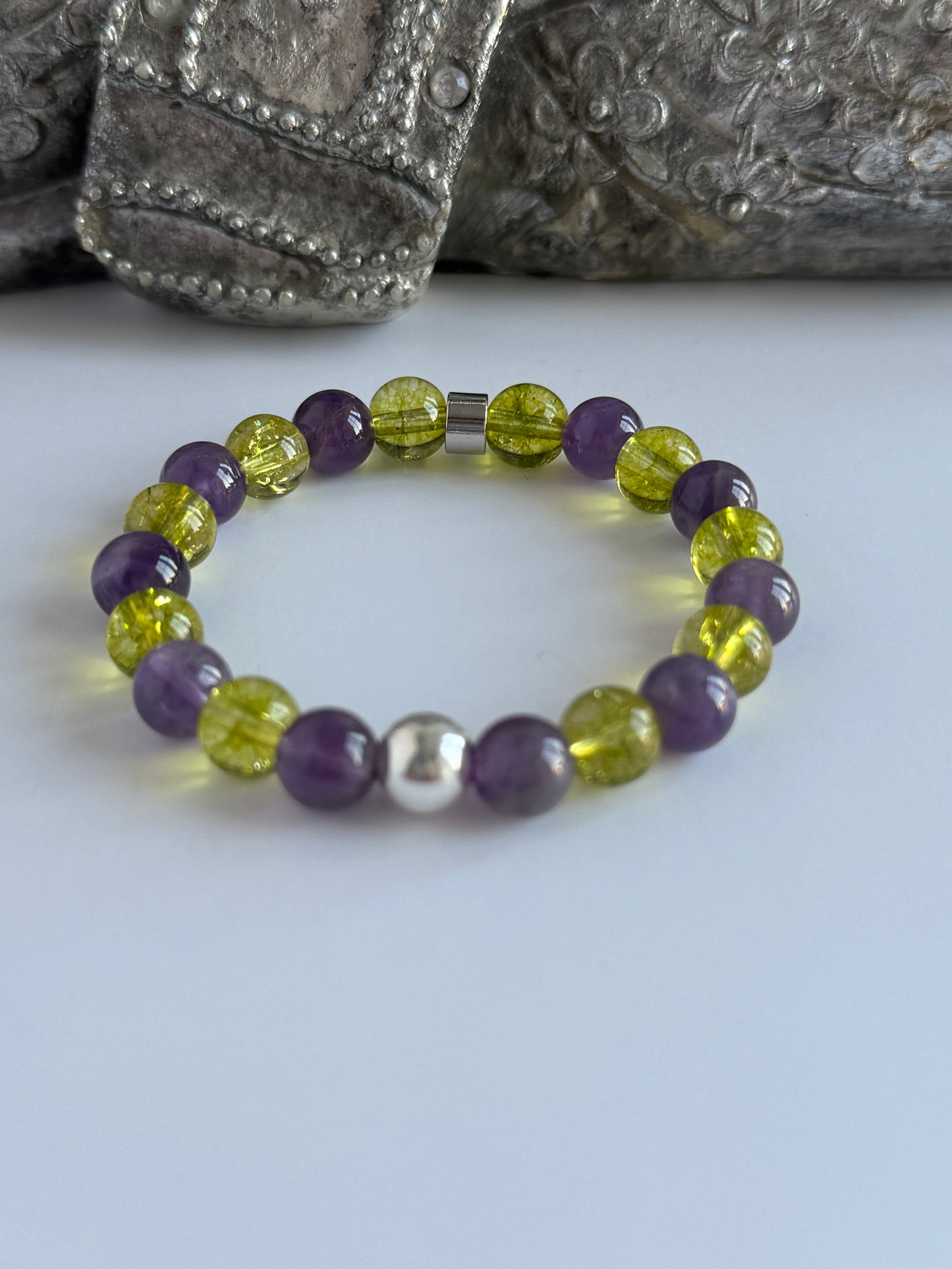 Amethyst & Peridot Intention 8mm Gemstone Bracelet