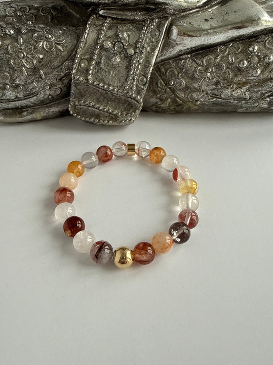 Hematoid Fire Quartz 8mm Gemstone Bracelet