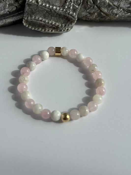 Rose Quartz & Moonstone Intention 6mm Gemstone Bracelet