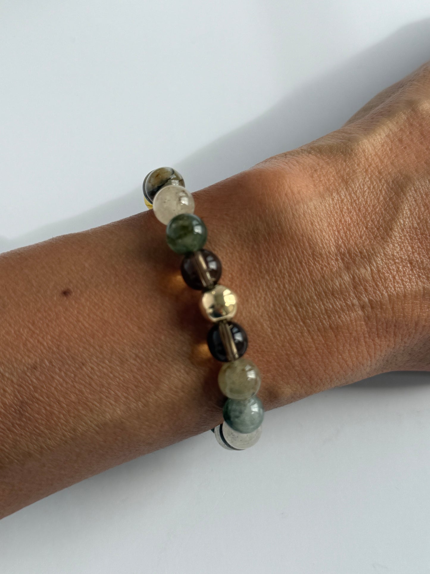 Smoky Quartz & Green Phantom Intention 8mm Gemstone Bracelet