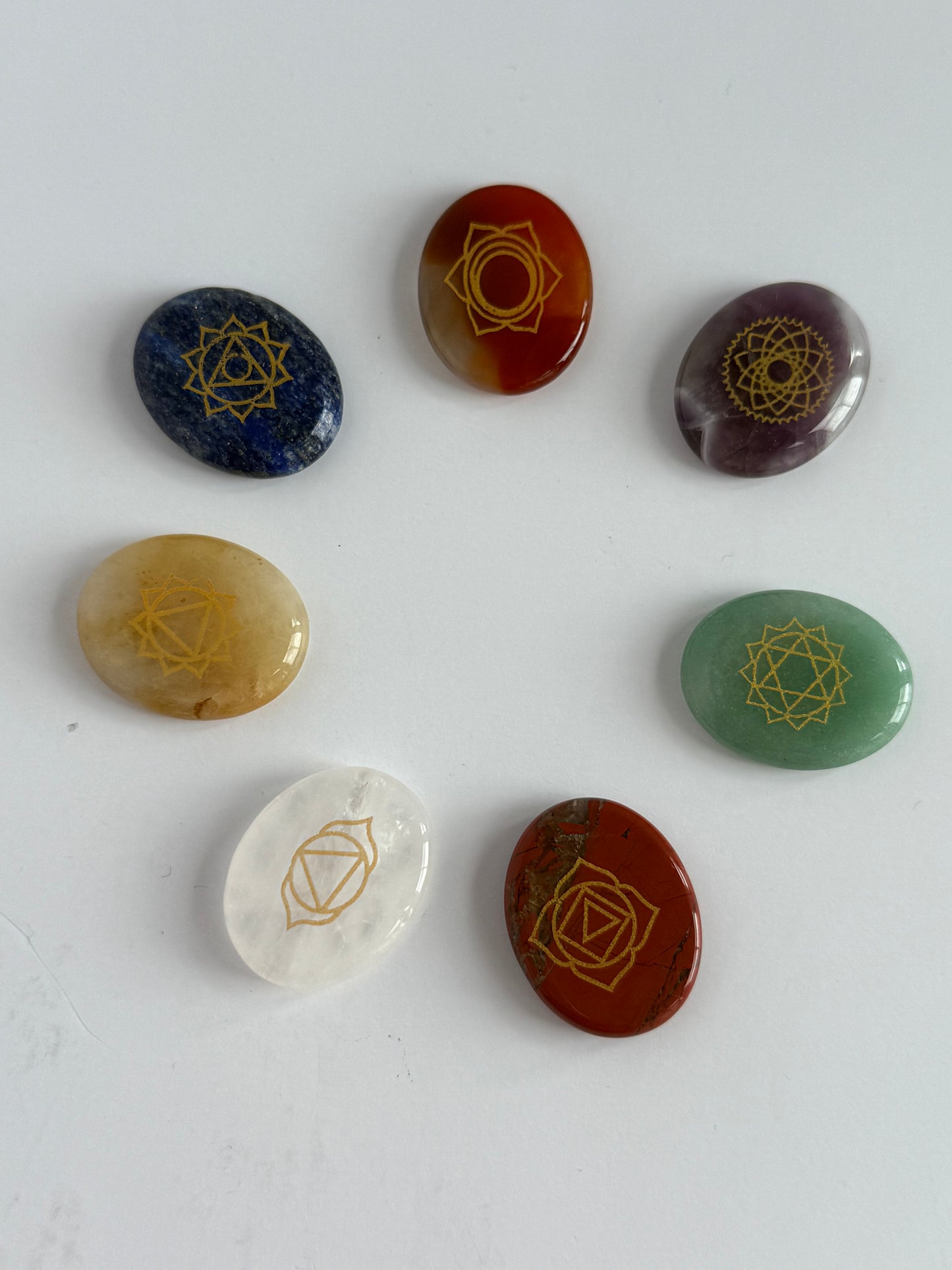 7 Chakra Crystal Oval Disc Set