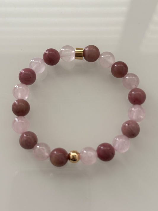 Rose Quartz & Rhodonite Intention Bracelet – 8mm