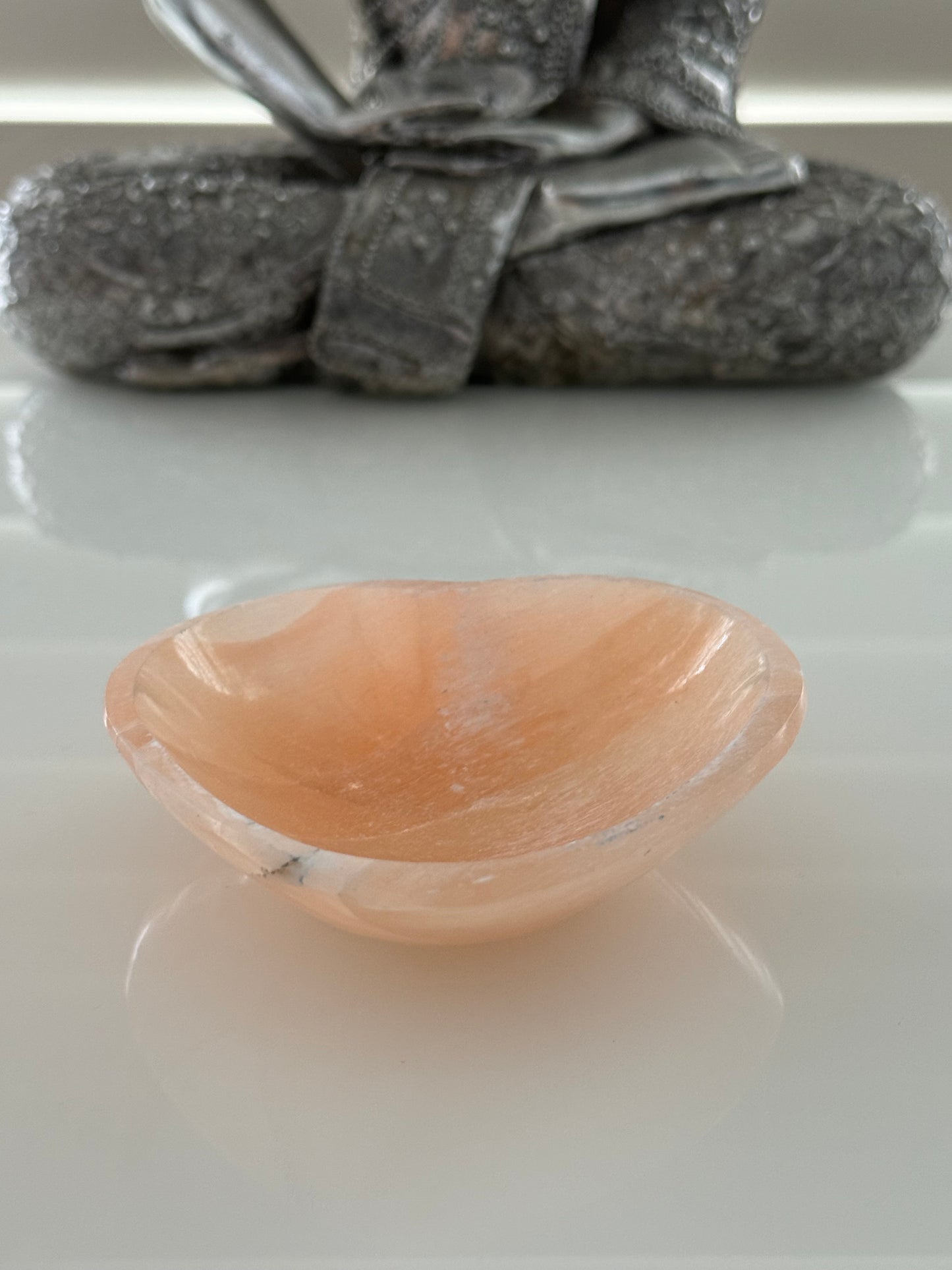 Selenite Love Heart Orange Charging Bowl 10cm