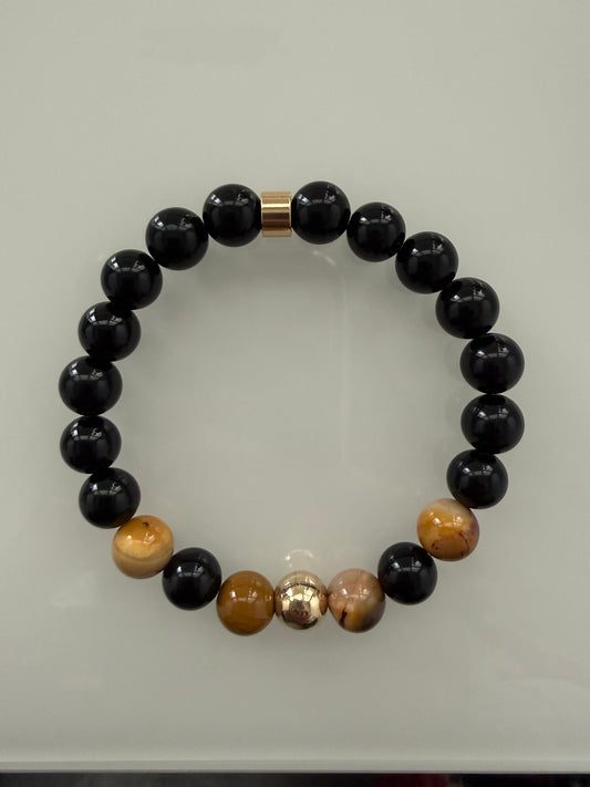Obsidian & Mookaite Intention 8mm Gemstone Bracelet