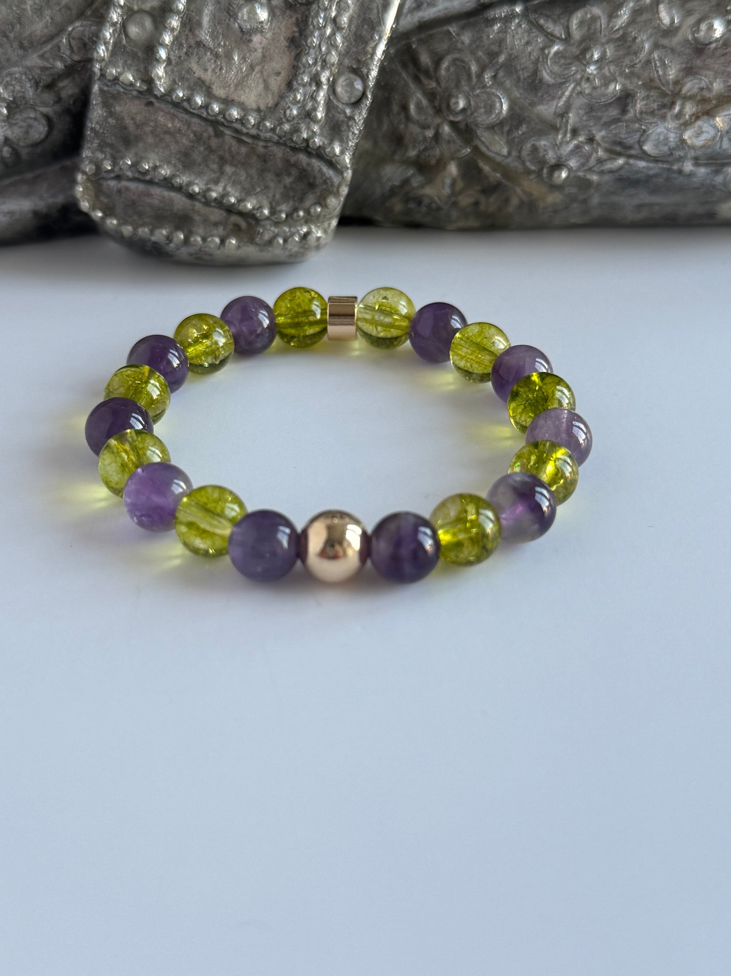 Amethyst & Peridot Intention 8mm Gemstone Bracelet