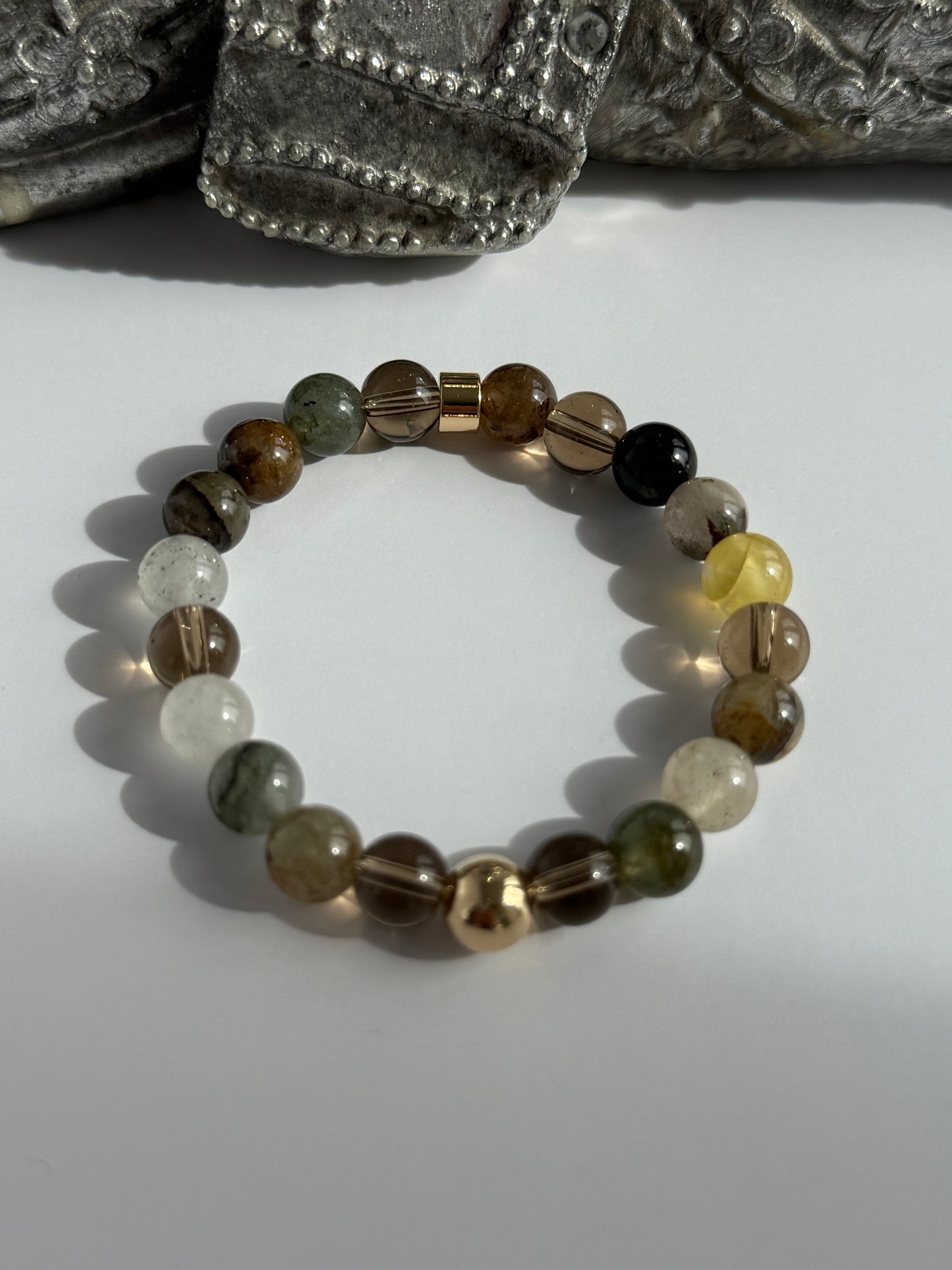 Smoky Quartz & Green Phantom Intention 8mm Gemstone Bracelet