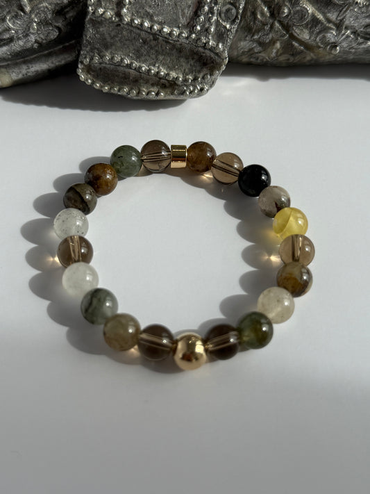 Smoky Quartz & Green Phantom Intention 8mm Gemstone Bracelet