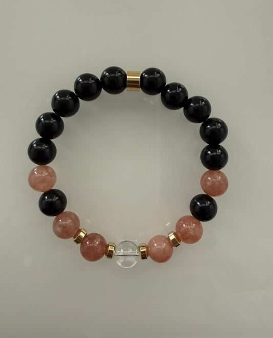 Obsidian, Sunstone & Clear Quartz Intention 8mm Gemstone Bracelet
