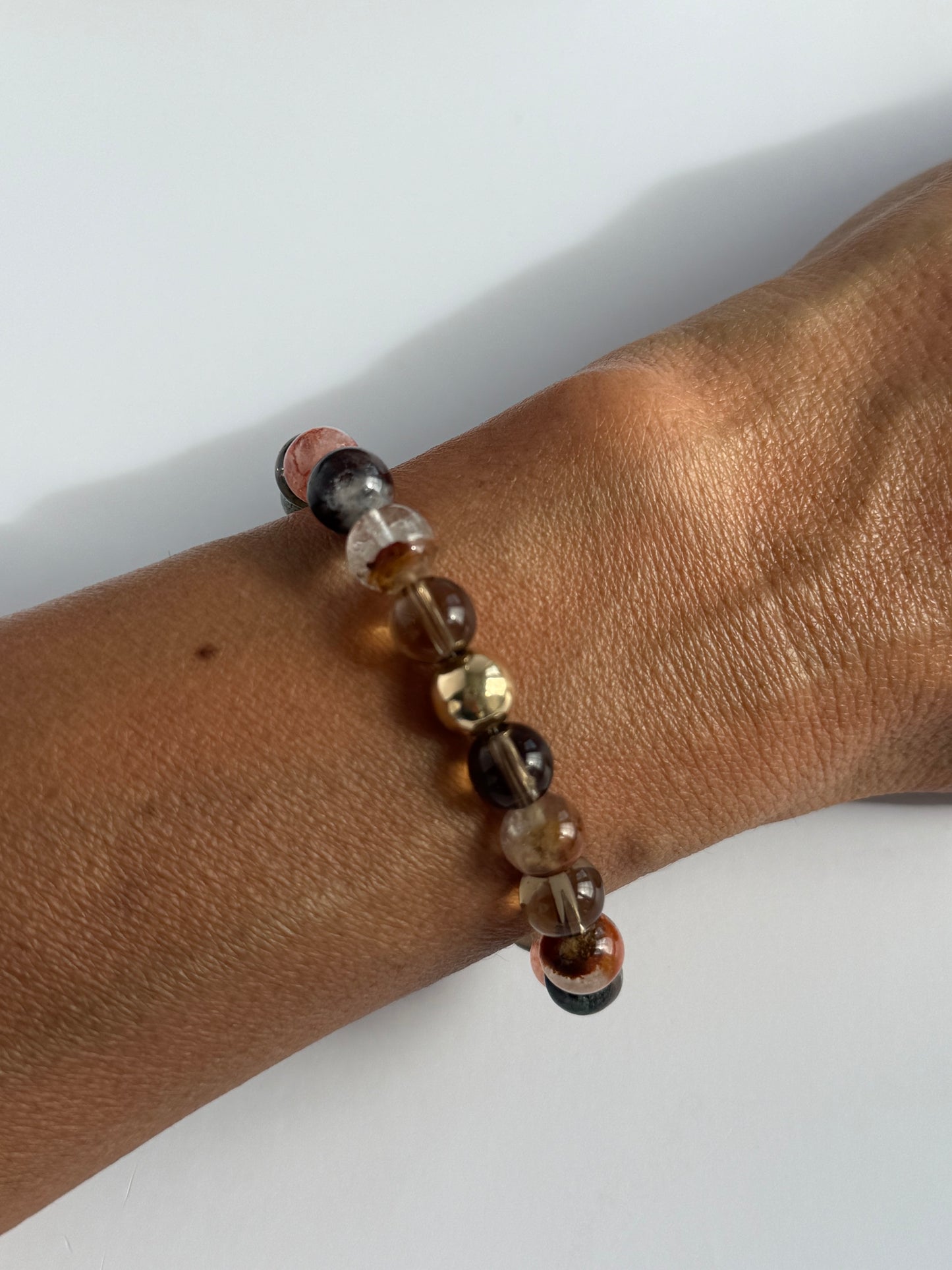 Red Phantom and Smoky Quartz Intention 8mm Gemstone Bracelet