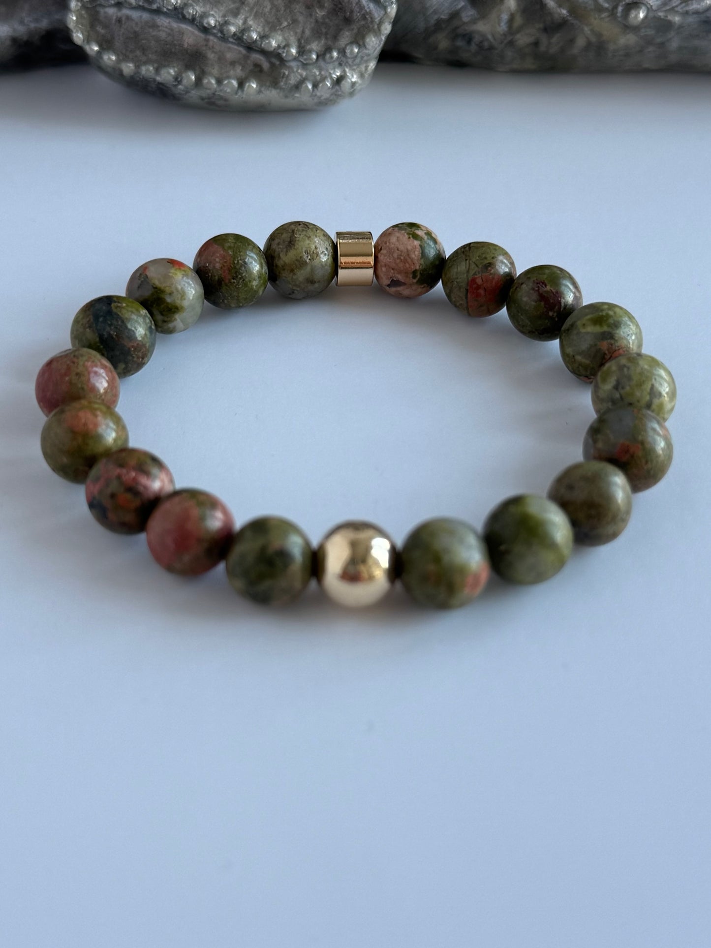 Unakite 8mm Gemstone Intention Bracelet