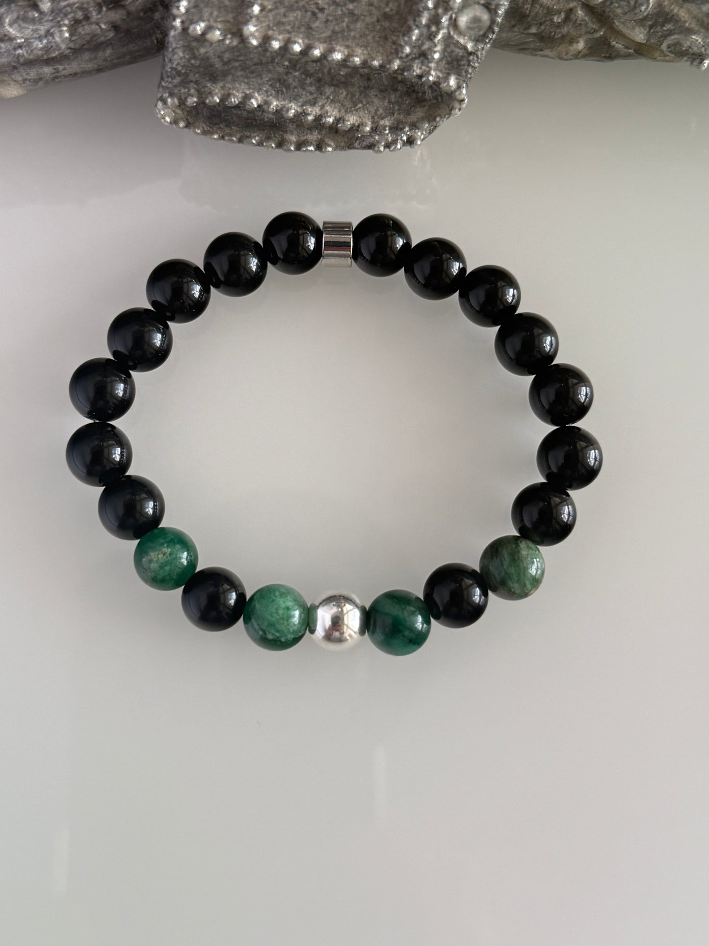 Obsidian & Malachite Intention 8mm Gemstone Bracelet