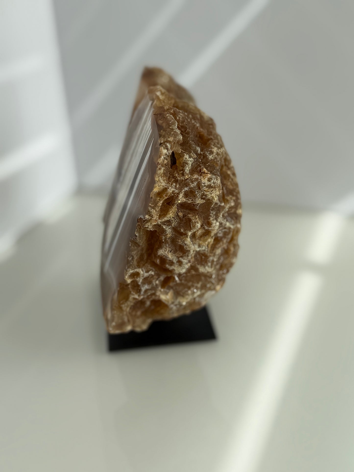 Polished Agate Geode Wings on Stand – Natural Crystal Display (12.5cm x 12cm)
