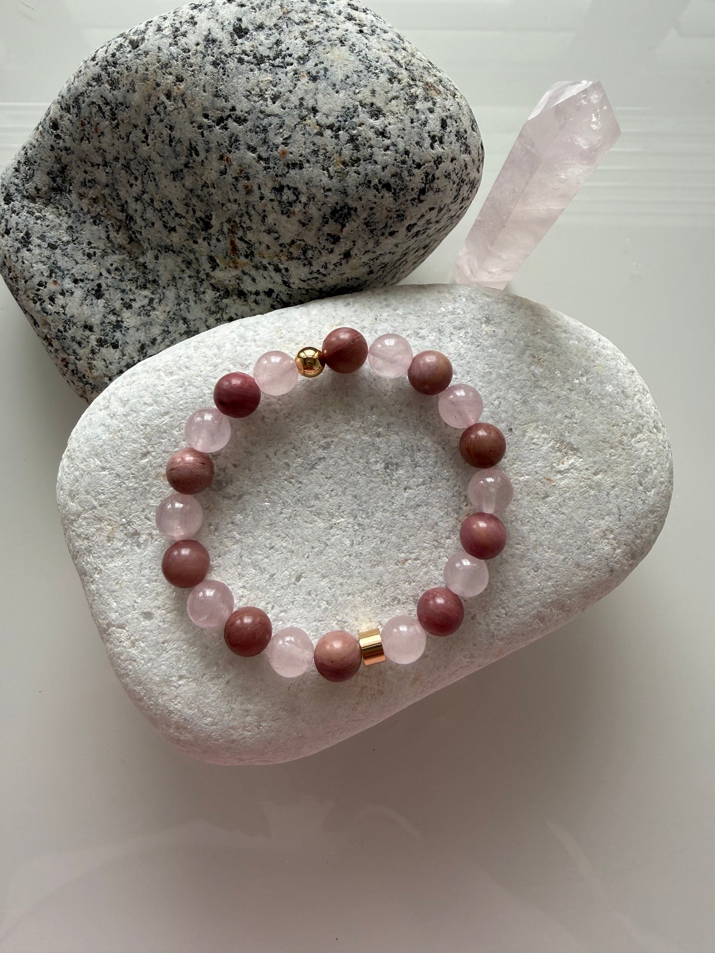 Rose Quartz & Rhodonite Intention Bracelet – 8mm