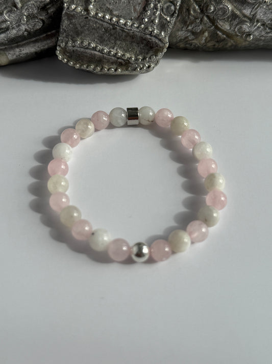 Rose Quartz & Moonstone Intention 6mm Gemstone Bracelet