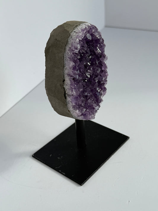Amethyst Druze Display on Metal Stand (14.5cm Total Height)