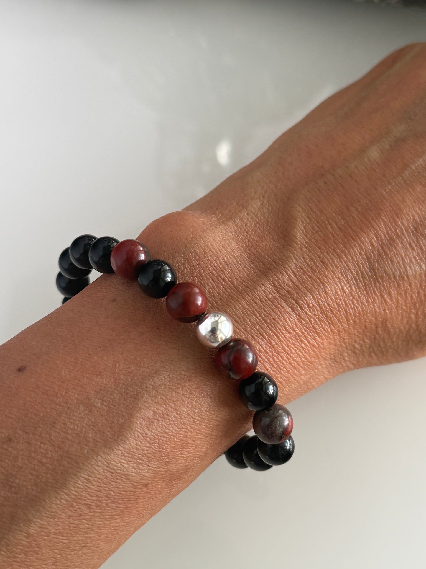 Obsidian & African Bloodstone Intention Bracelet – 8mm