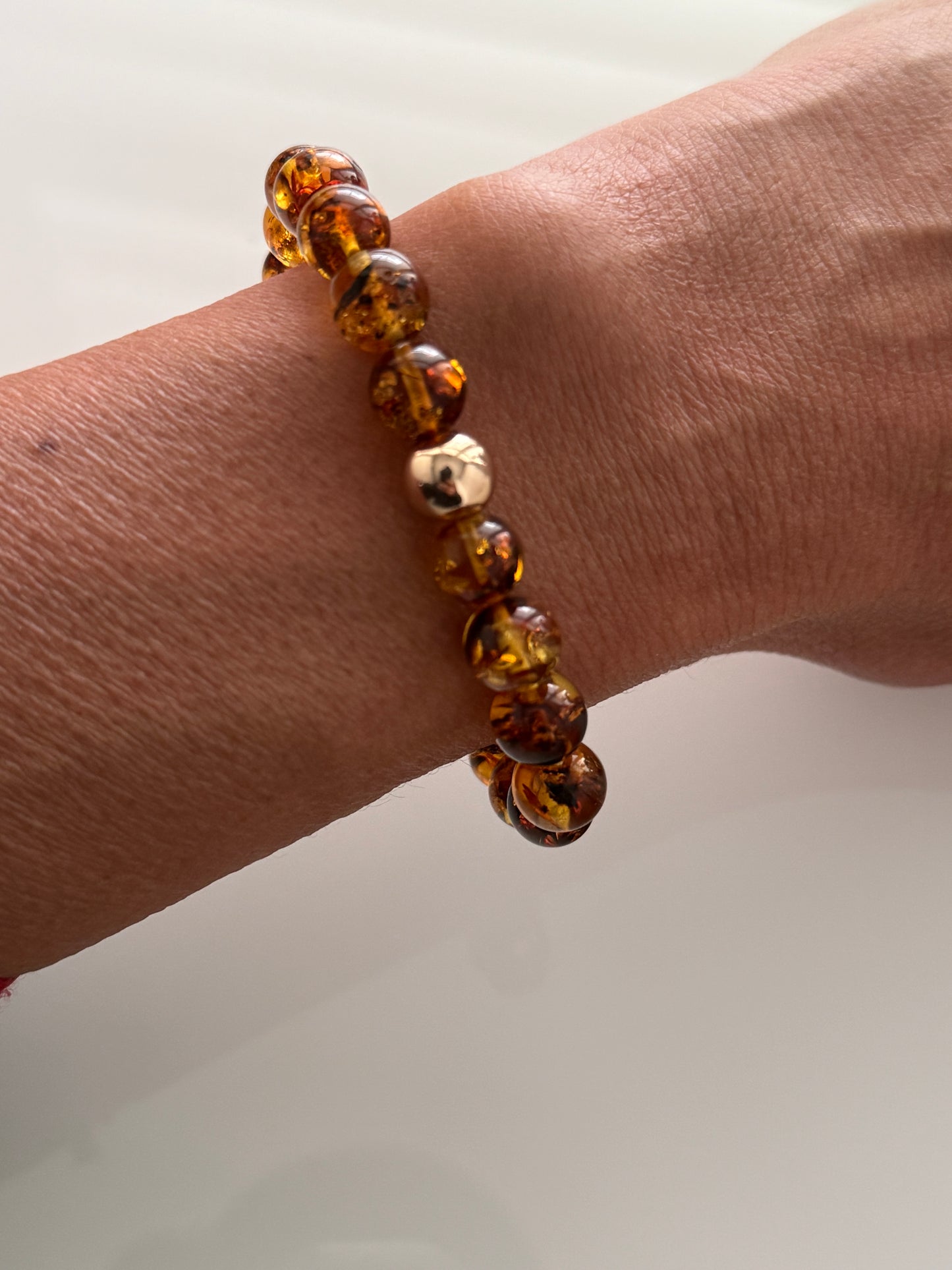 Amber Intention Bracelet – 8mm Natural Fossil Resin