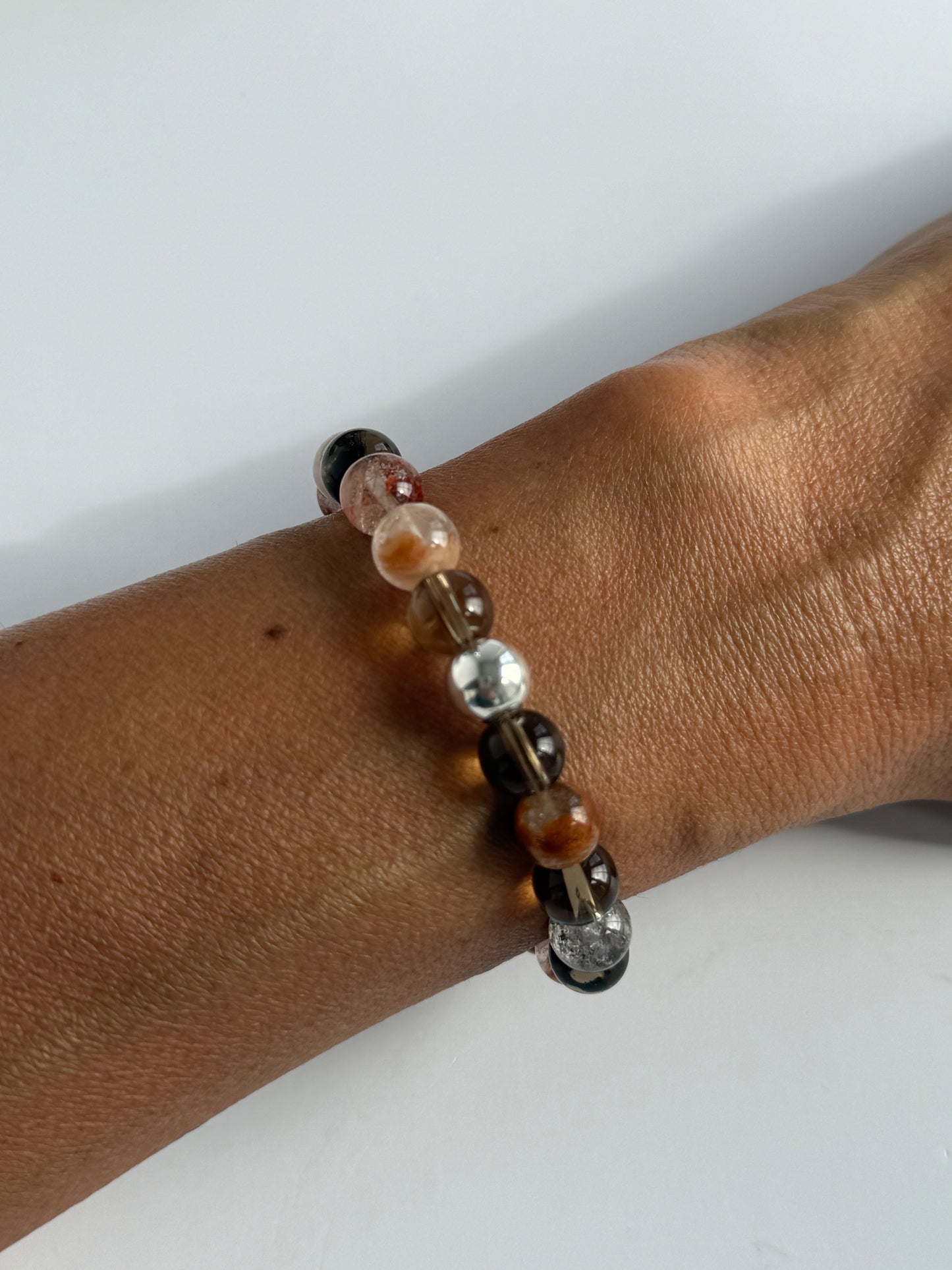 Red Phantom and Smoky Quartz Intention 8mm Gemstone Bracelet