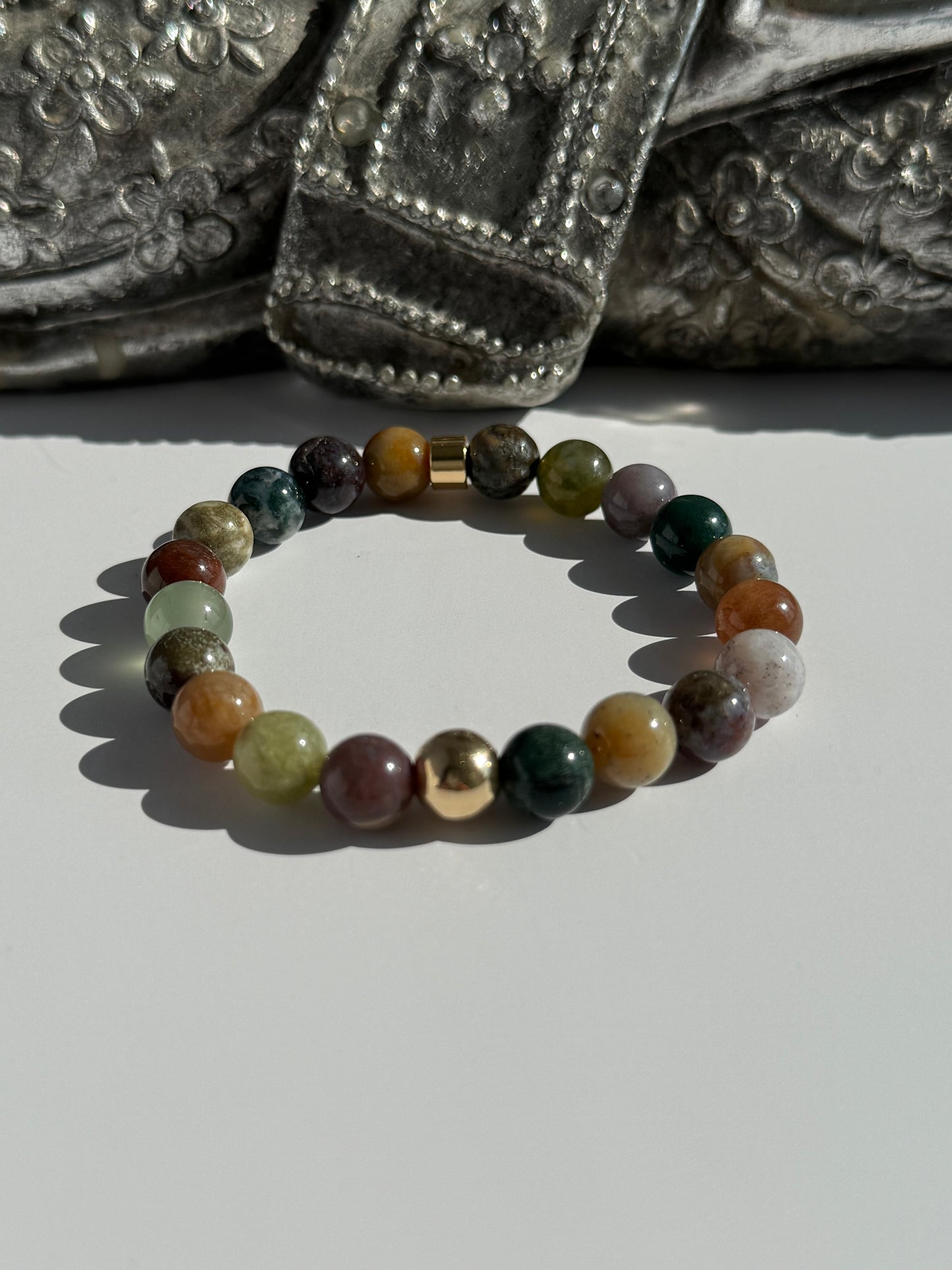 Indian Agate 8mm Gemstone Intention Bracelet
