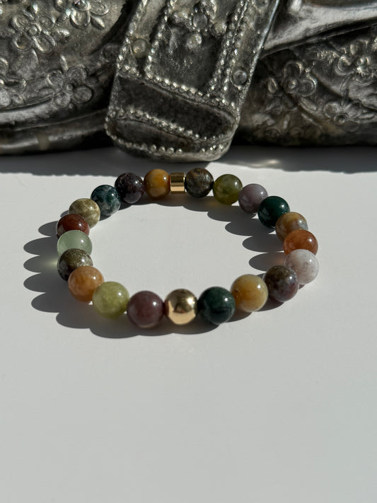 Indian Agate 8mm Gemstone Intention Bracelet