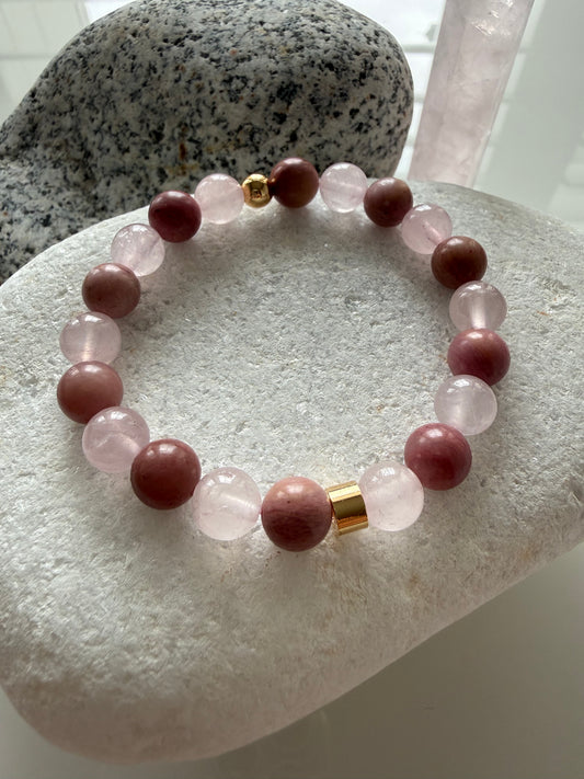 Rose Quartz & Rhodonite Intention Bracelet – 8mm