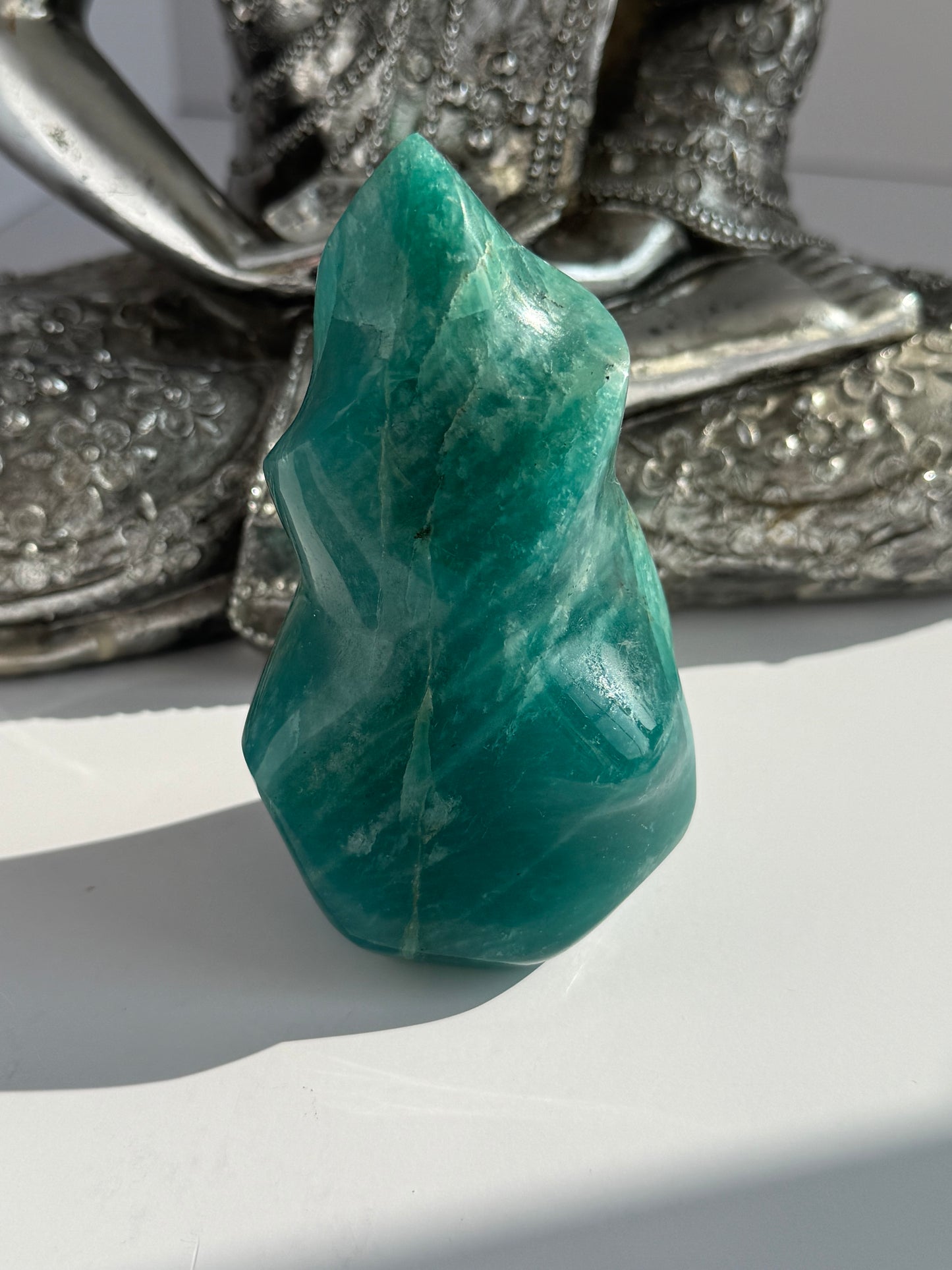 Amazonite Crystal Flame Freeform – Genuine Natural Stone | Calm, Balance & Truth – 10.3cm 1 count