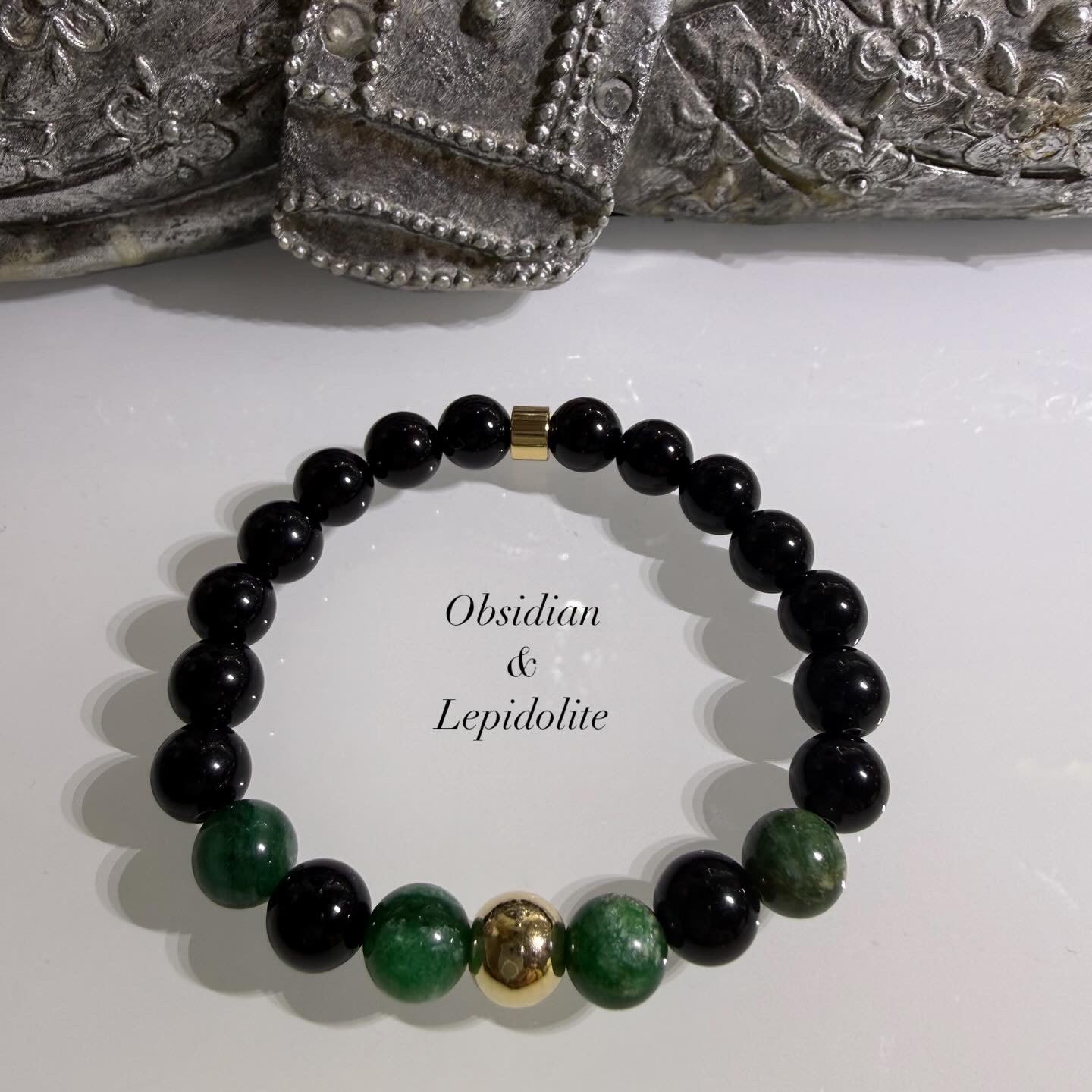 Obsidian & Lepidolite Intention Bracelet – 8mm