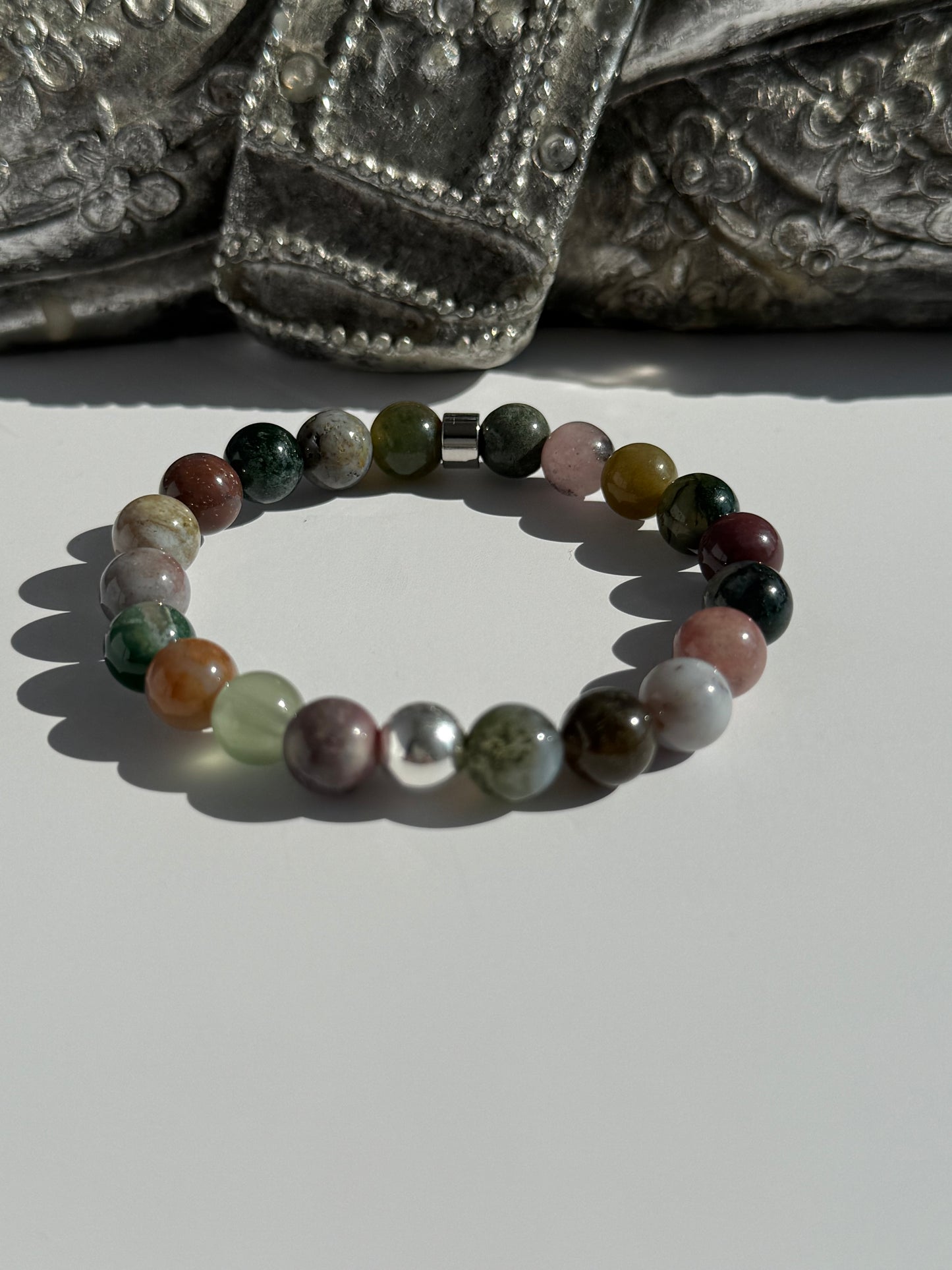 Indian Agate 8mm Gemstone Intention Bracelet