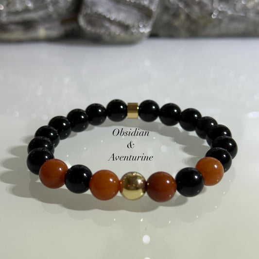 Obsidian & Aventurine Intention Bracelet – 8mm