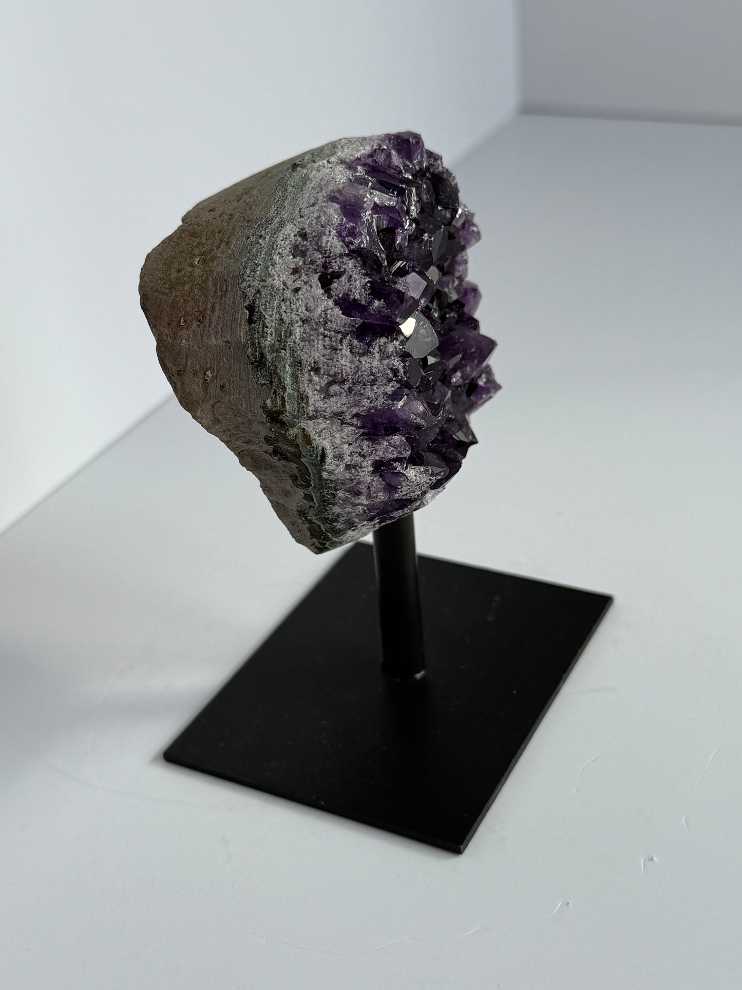 Amethyst Druze Display on Metal Stand (13cm Total Height)