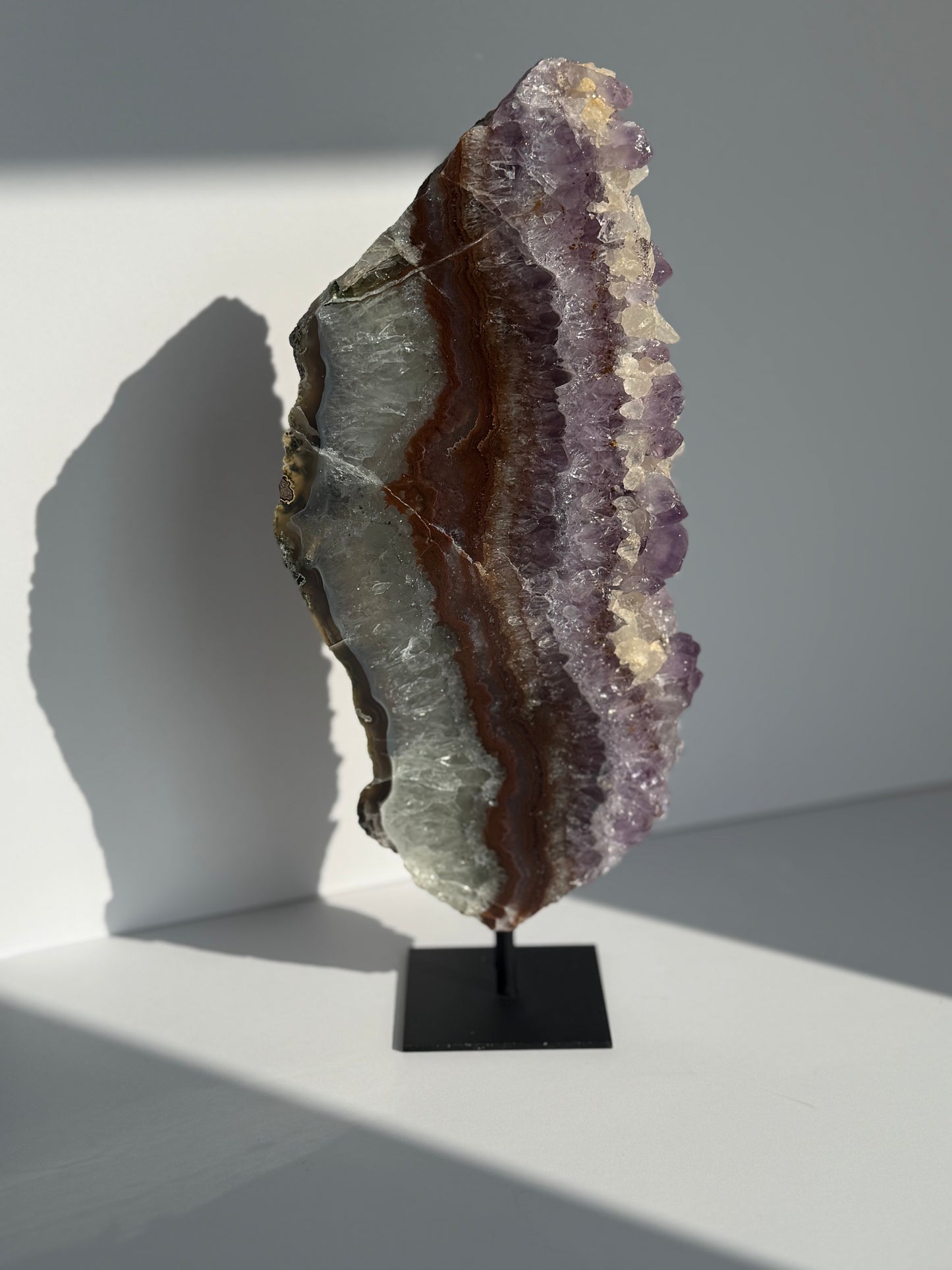 Amethyst Slice on Metal Stand – Brazilian Statement Crystal (26cm, 1.08kg)