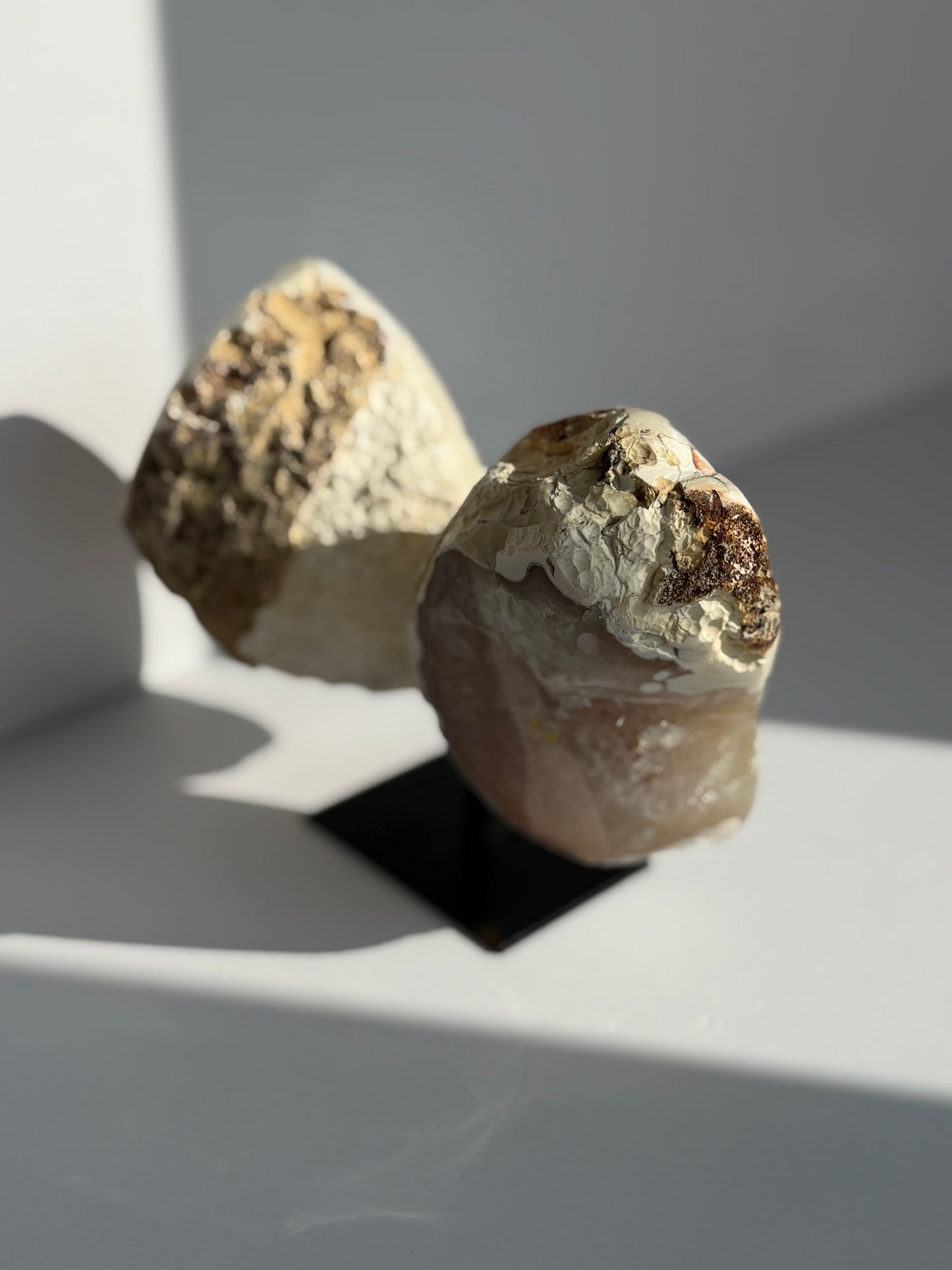 Polished Agate Geode “Wings” on Metal Stand (14cm Height)