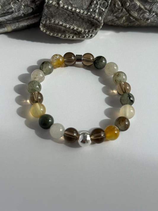 Smoky Quartz & Green Phantom Intention 8mm Gemstone Bracelet