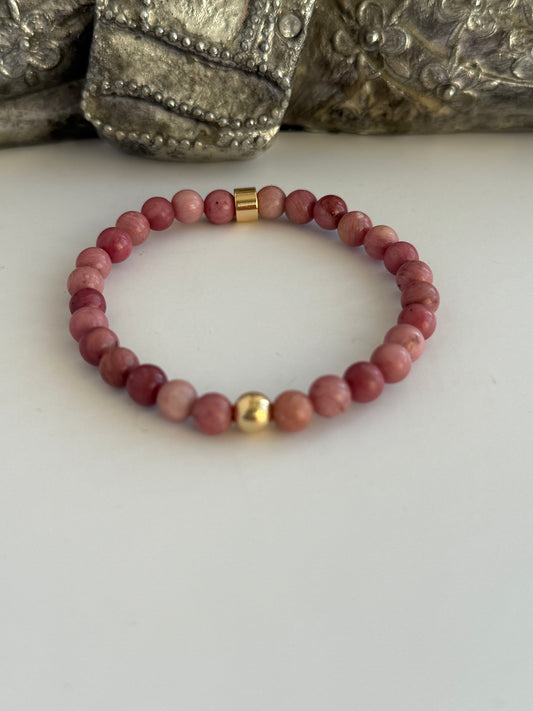 Chinese Rhodonite Intention 6mm Gemstone Bracelet