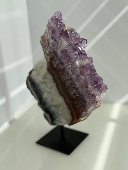 Amethyst Slice on Metal Stand – 19cm Statement Crystal Décor (0.68kg)