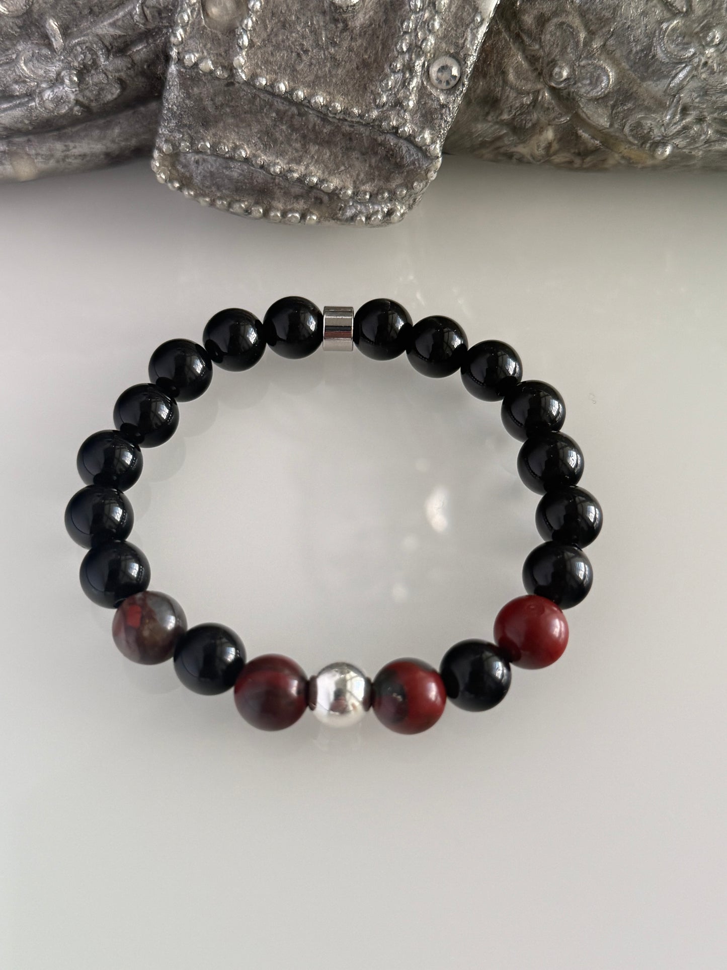 Obsidian & African Bloodstone Intention Bracelet – 8mm