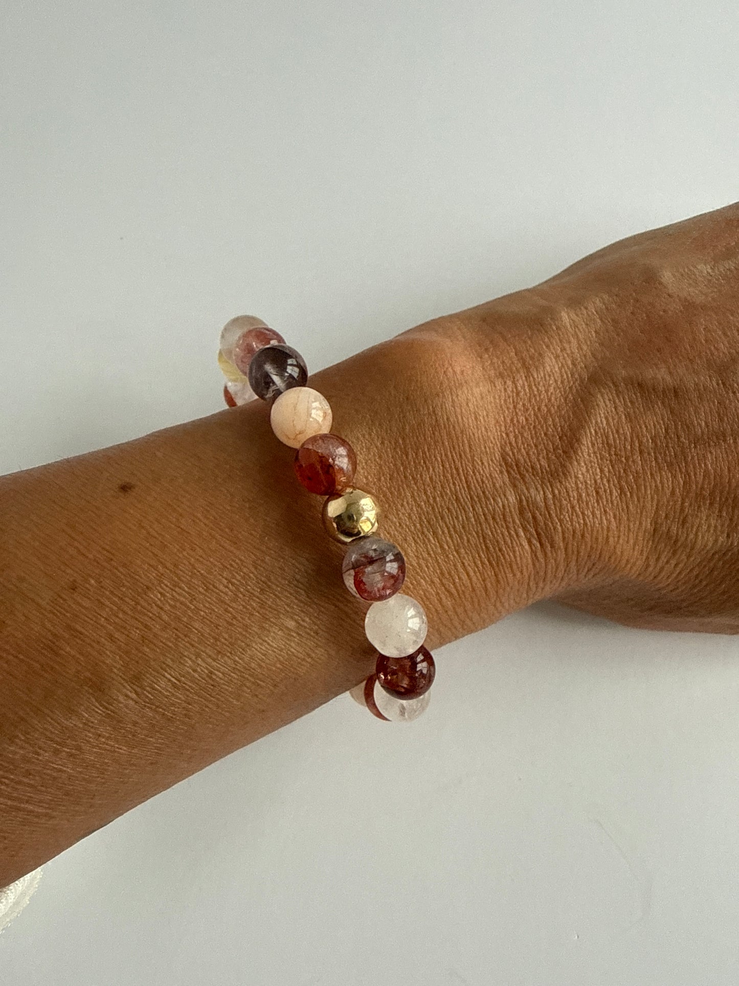 Hematoid Fire Quartz 8mm Gemstone Bracelet