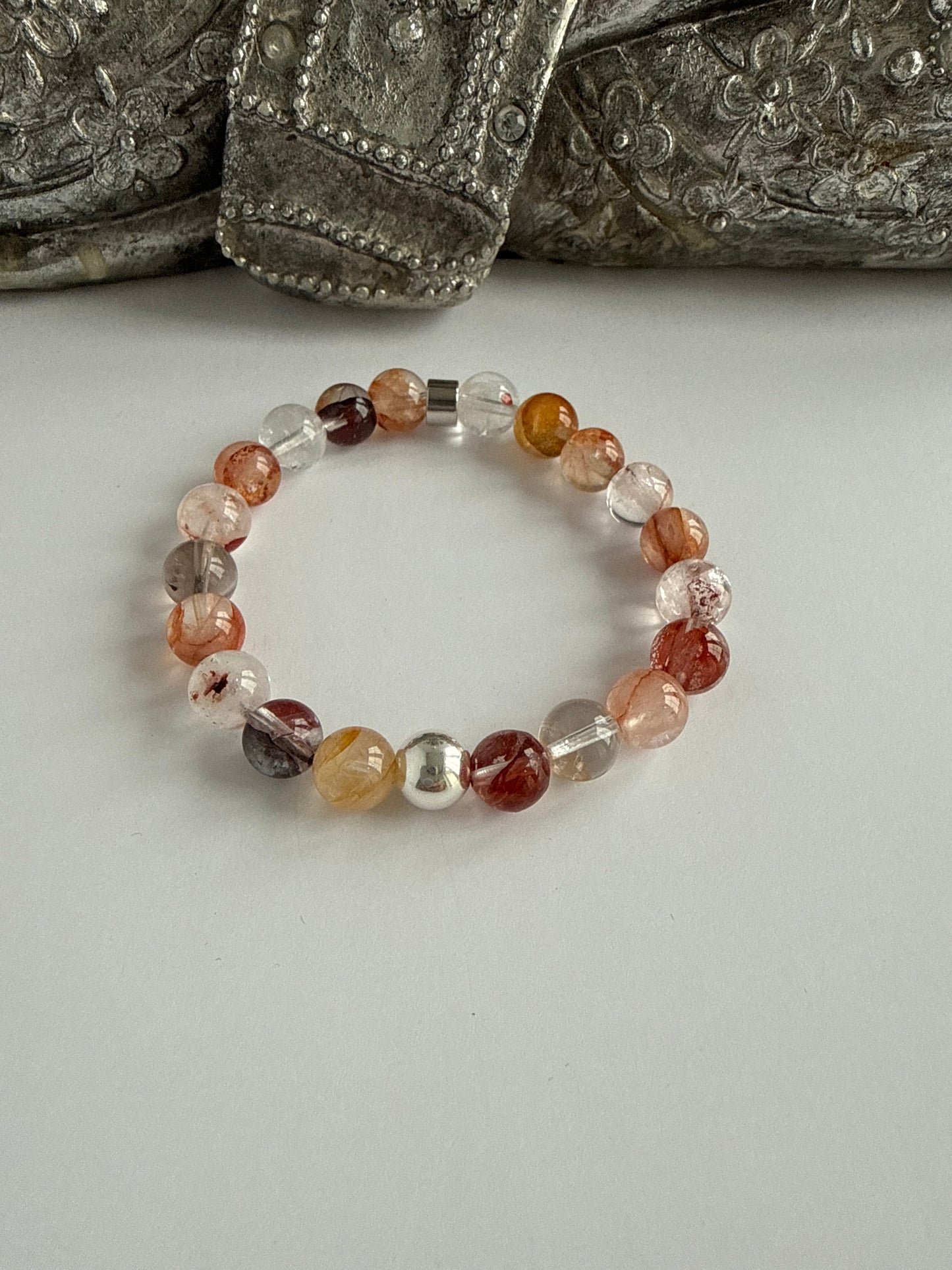 Hematoid Fire Quartz 8mm Gemstone Bracelet